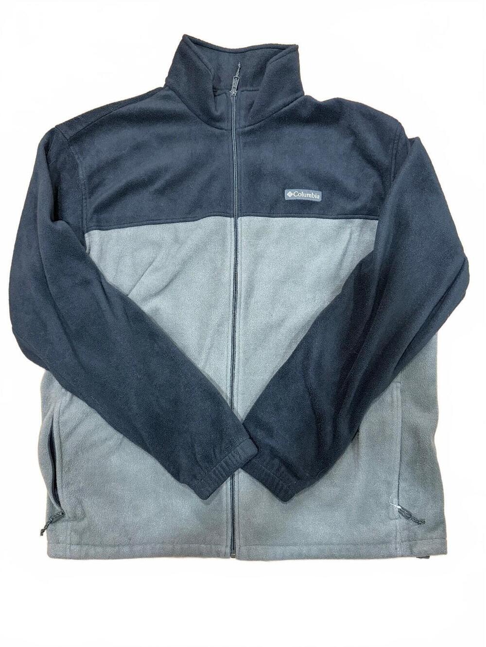 Columbia Men’s XXL Fleece Jacket Black Gray Full Zip Colorblock 2XL